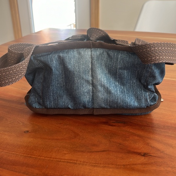 LeSportSac Like New Mini Denim print Backpack with brown accents - Picture 3 of 10